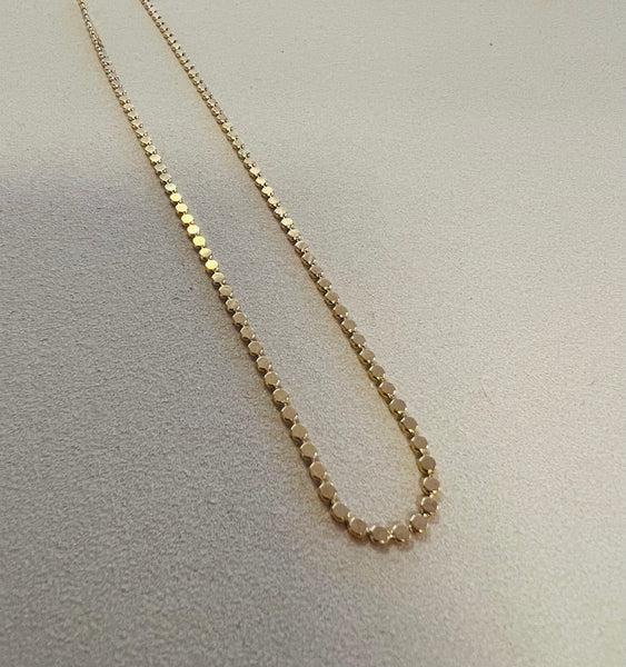 Flat Bead Circle Necklace Gold Filled