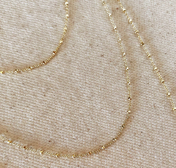 1mm Gold Filled Spaced Beaded Necklace