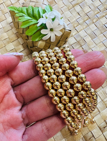 6mm Gold Filled Bead Bracelet - Adjustable