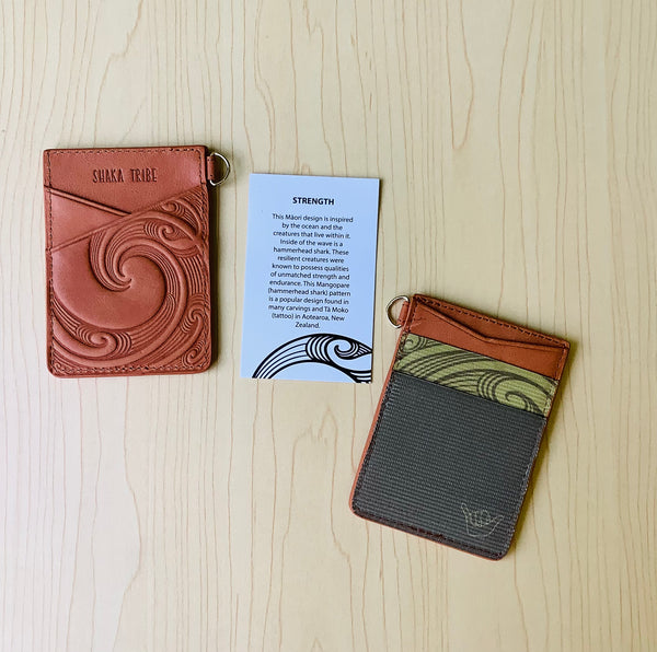 "Strength" Leather Card Wallet - Shaka Tribe