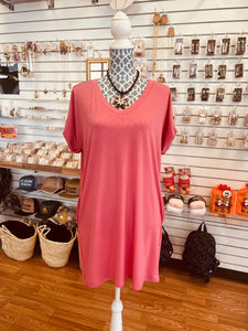 Avery Coral Pink Pocket Dress