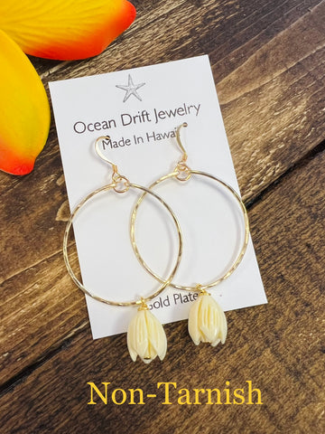 Ocean Drift Jewelry - Single Pikake Hoops
