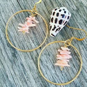 Ocean Drift Jewelry - Pink Coral Hoops