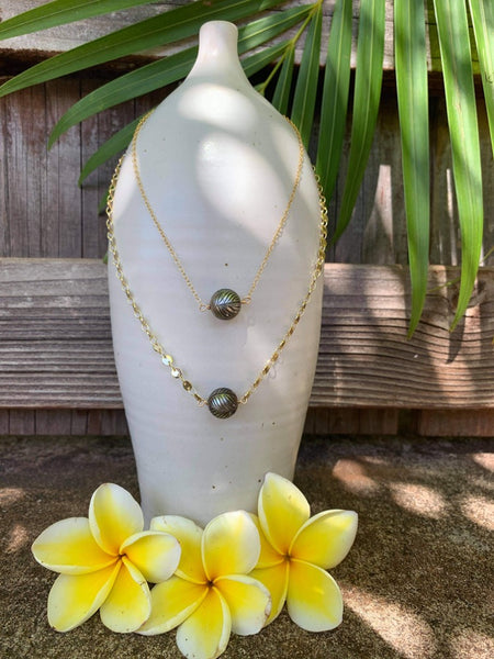 Carved Tahitian Pearl + GF Simple Chain