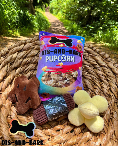 4-in-1 Pupcorn Arare/Mochi Crunch Plush Dog Toy - Can be for keiki too!
