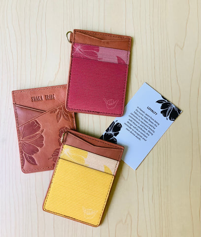 "Loyalty" Hibiscus Leather Card Wallet - Shaka Tribe