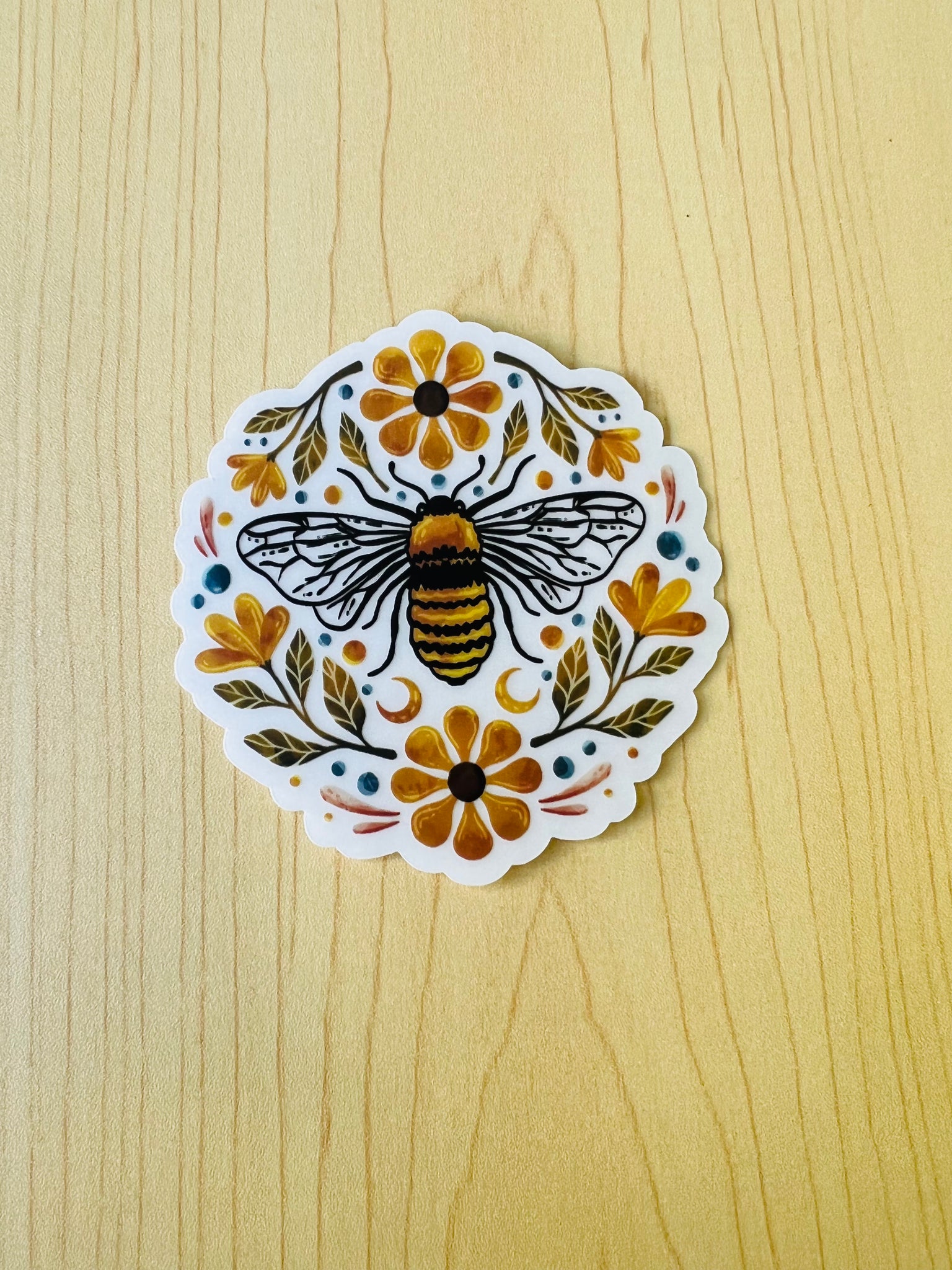 Flowers & Bee Clear Sticker