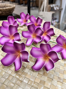 2.5" Cup Bloom Plumeria with Stem - All Purple - Medium