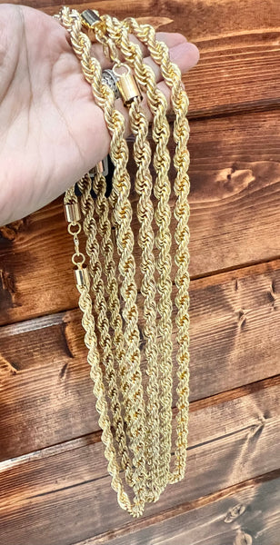 8mm Stainless Steel + Gold Dipped Rope Chains