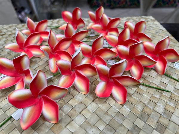 2.25” Bright Red and Yellow Ombré Plumeria Small Tilt Size