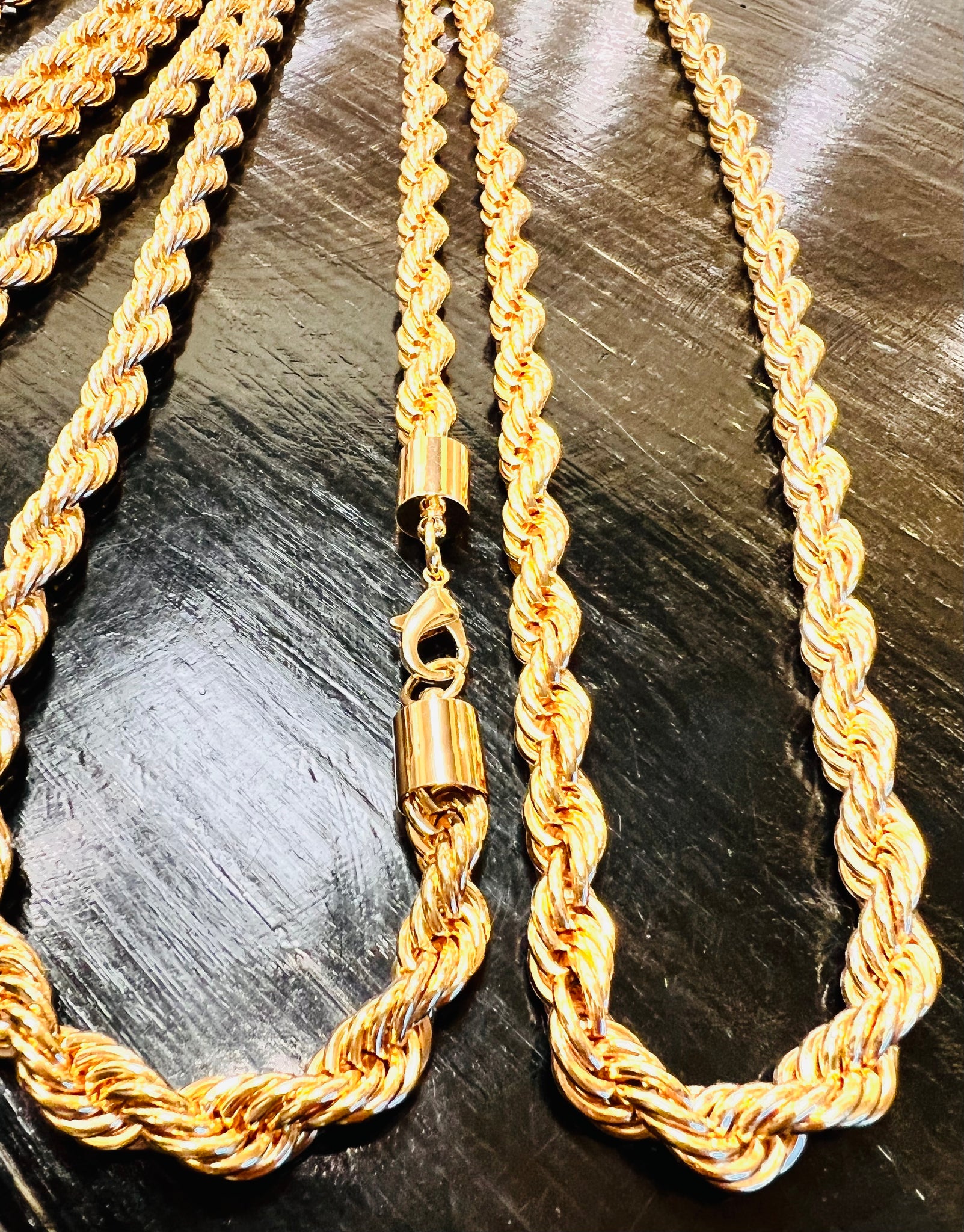 8mm Stainless Steel + Gold Dipped Rope Chains