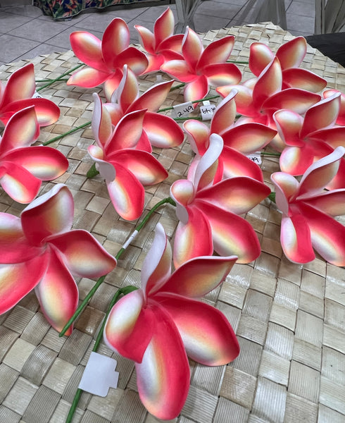 2.25” Bright Red and Yellow Ombré Plumeria Small Tilt Size