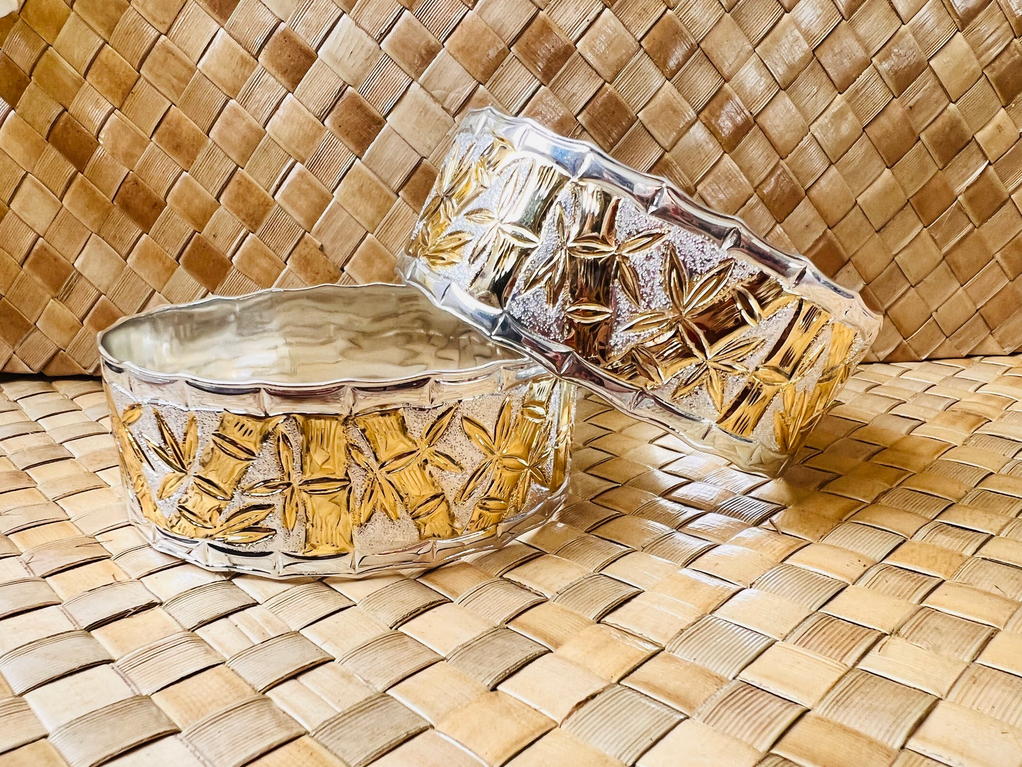 NOW 25% OFF!!!! Bamboo Bangle in Silver & Gold