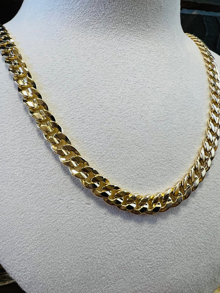 9mm Gold Filled Thick Carved Cuban Link Chain
