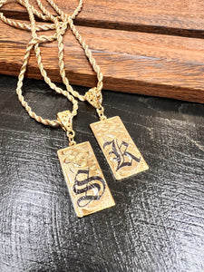 Custom Hawaiian Scroll Initial Gold Pendant - Gold Dipped