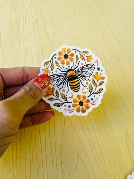 Flowers & Bee Clear Sticker